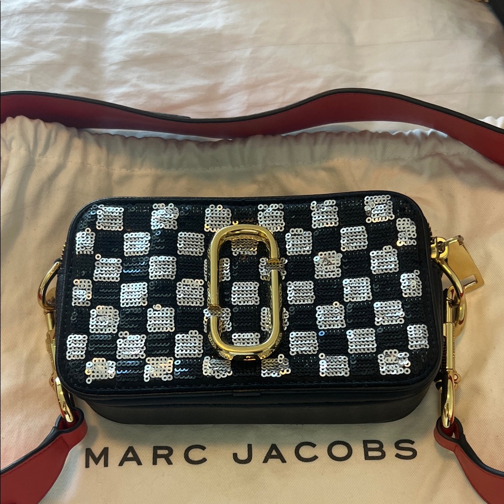 Marc Jacobs Black Sequin Snapshot Bag